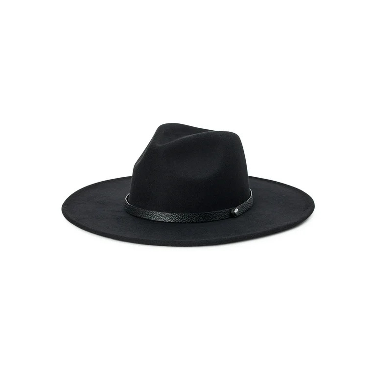 Time and Tru Adult Women's 2-Band Black Fedora | Walmart (US)
