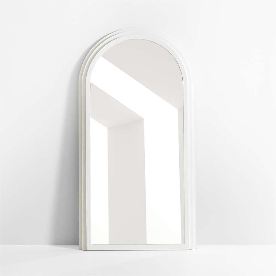 Lewes White Plaster Floor Mirror | Crate & Barrel | Crate & Barrel