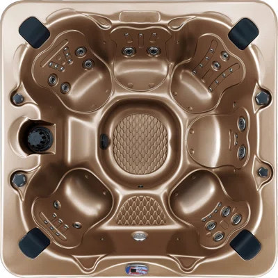 American Spas 6-Person 45-Jet Acrylic Square Hot Tub with Ozonator and Built-In Speaker in Smoke | Wayfair North America