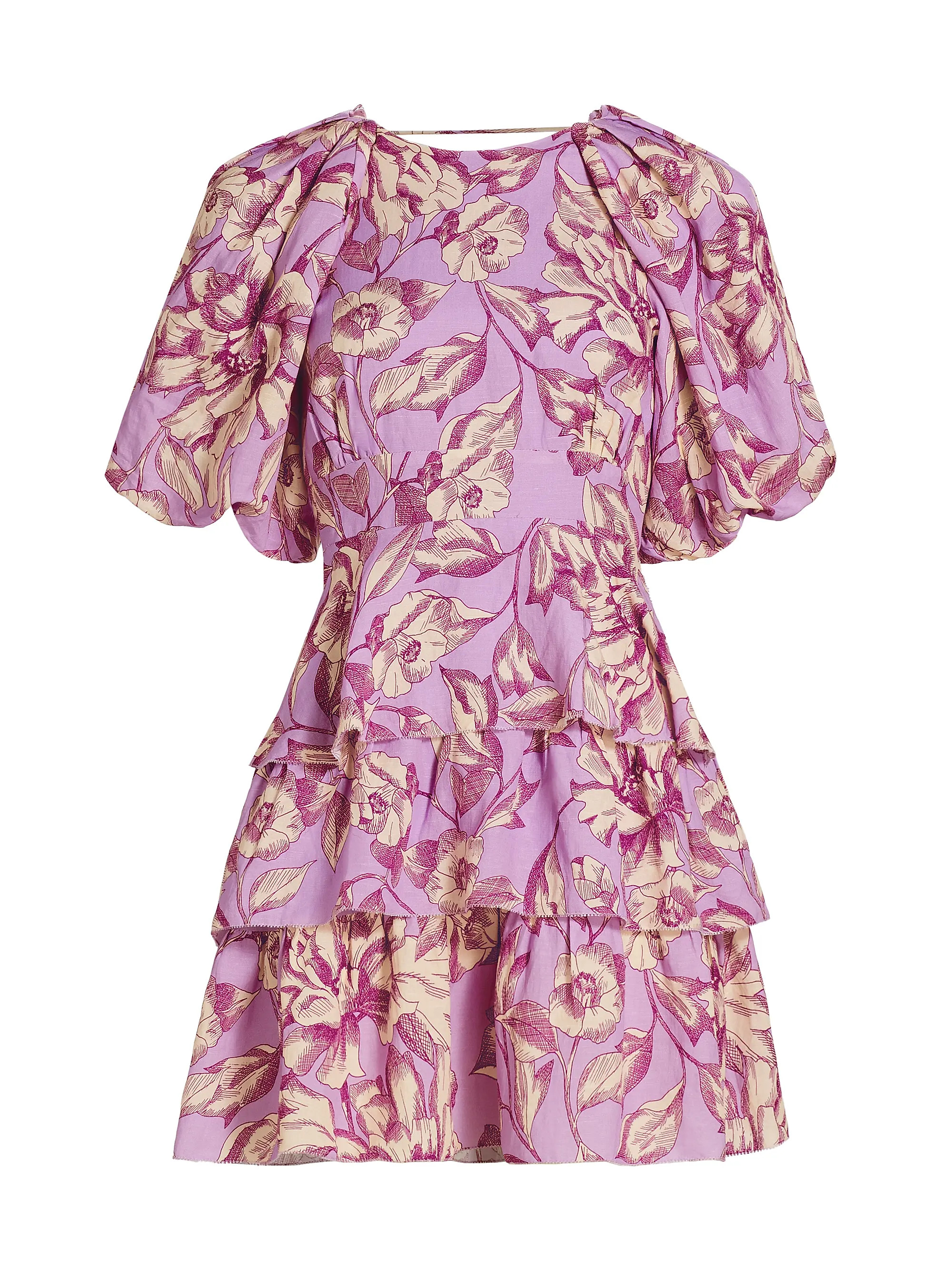 Reyna Floral Linen-Blend Minidress | Saks Fifth Avenue