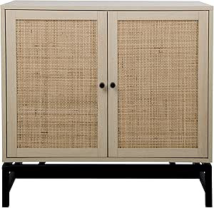 Sideboard Buffet Accent Cabinet with Natural Rattan & Iron Bracket up to 99Lbs, Sideboard Buffet ... | Amazon (US)