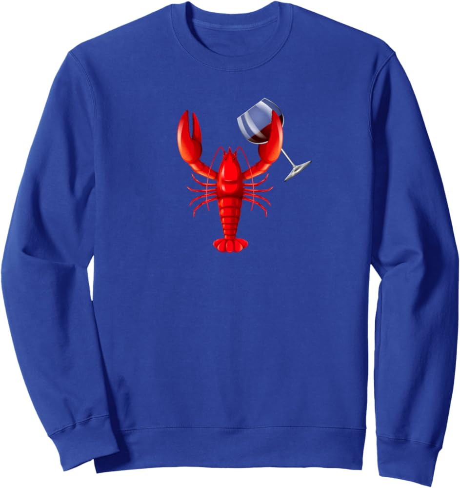 Funny Wine Drinking Lobster Red Crawfish Wine Lovers Gift Sweatshirt | Amazon (US)