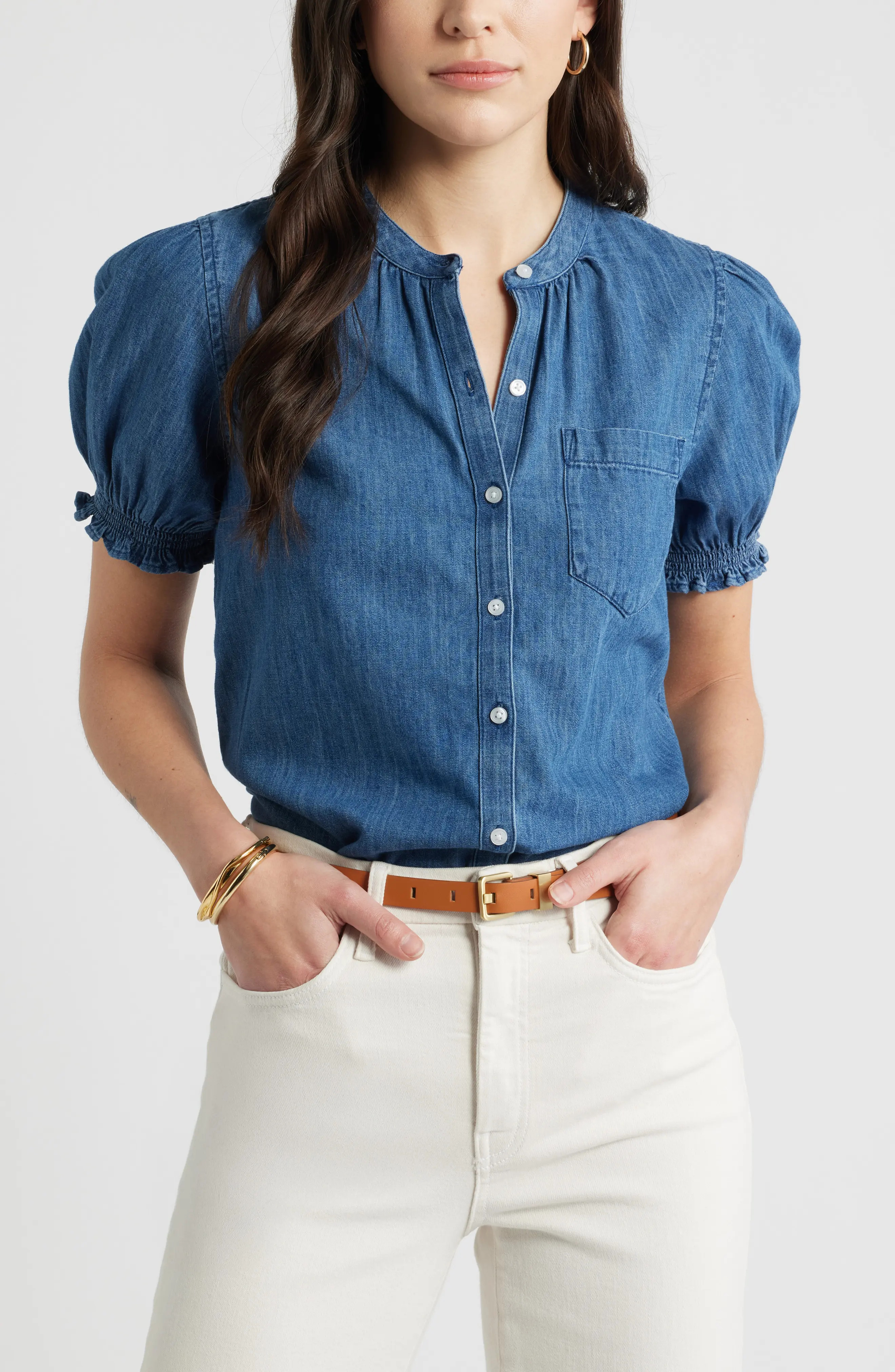 Chambray Button-Up Shirt (Women) | Nordstrom | Nordstrom