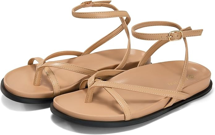 Coutgo Women's Strappy Flat Sandals | Amazon (US)