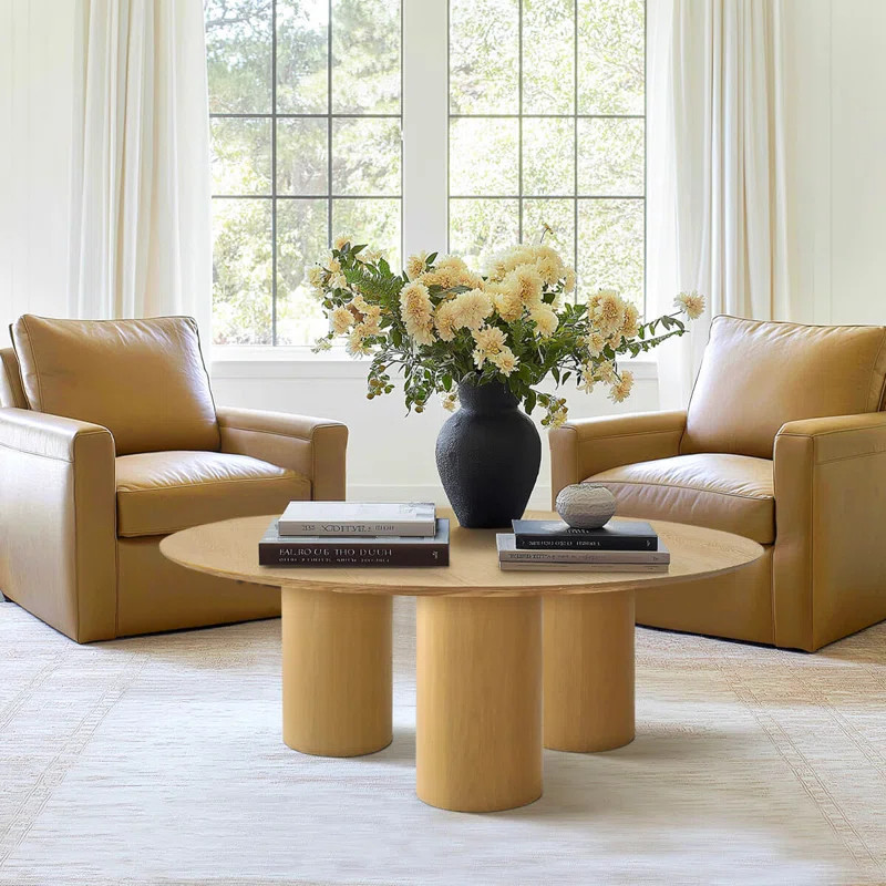 40" Drum   With 3 Legs Pedestal Round Coffee Table | Wayfair North America