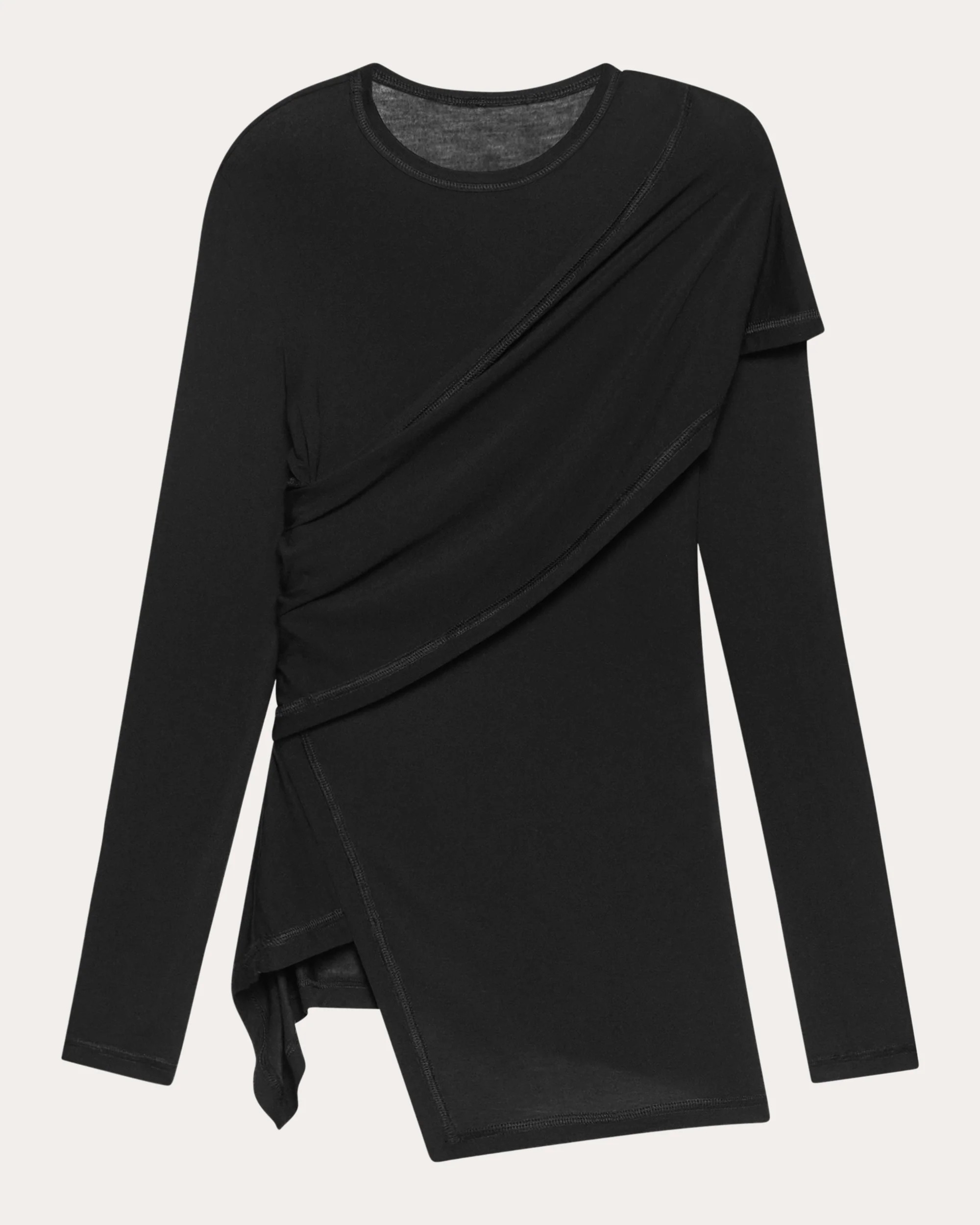Helmut Lang Women's Jersey Protection Long-Sleeve Wrap Top in Black Elastane/Lyocell | Olivela