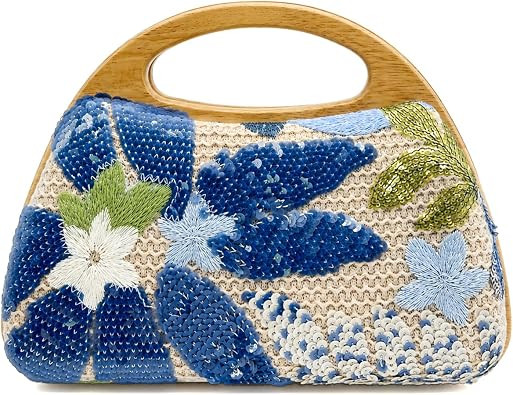 Women Straw Clutch Handbags Beaded Beach Top Handle Evening Bag Woven Summer Purse for Wedding Pa... | Amazon (US)