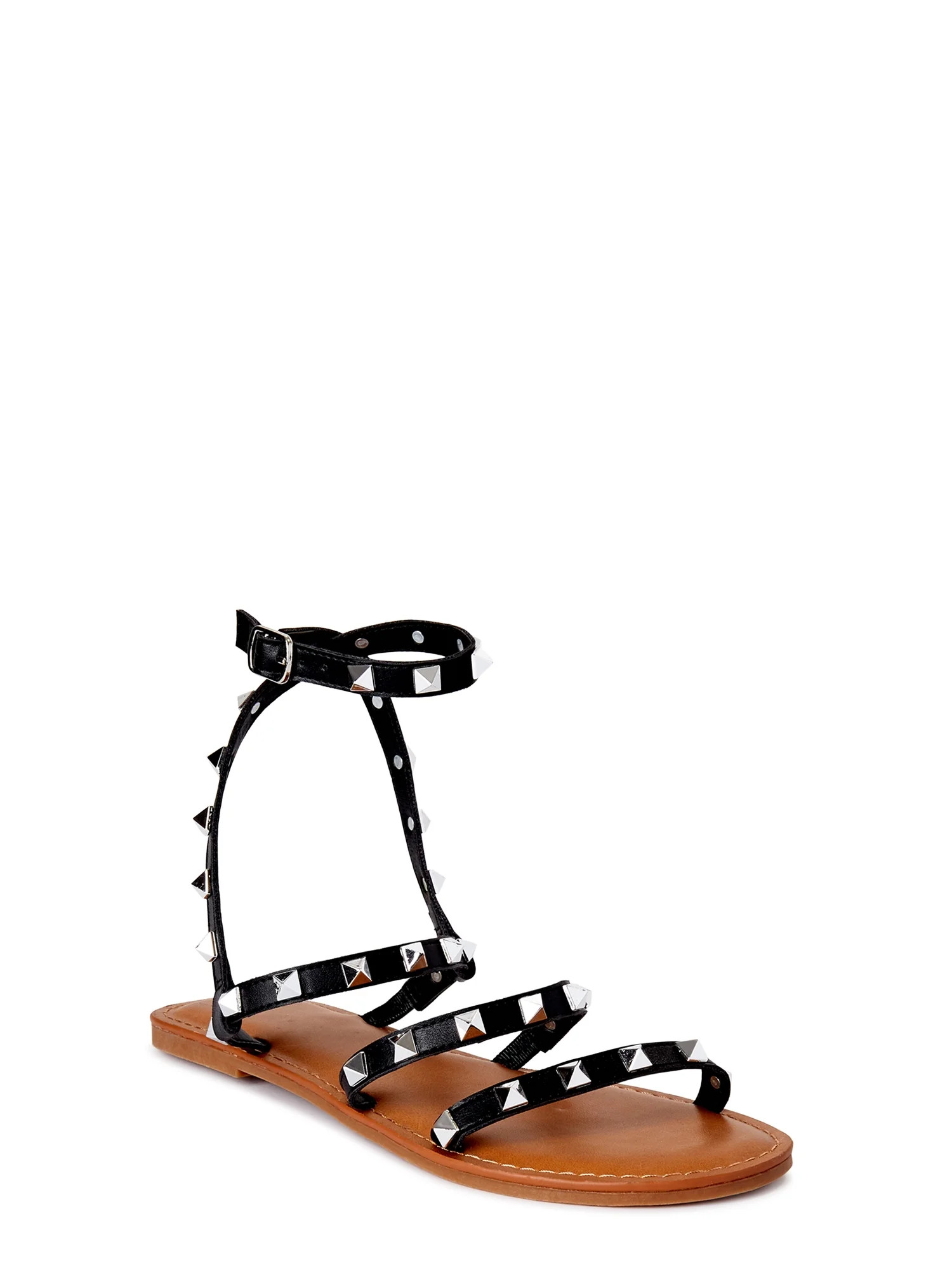 Time and Tru Women's Studded Gladiator Sandals, Wide Widths Available | Walmart (US)