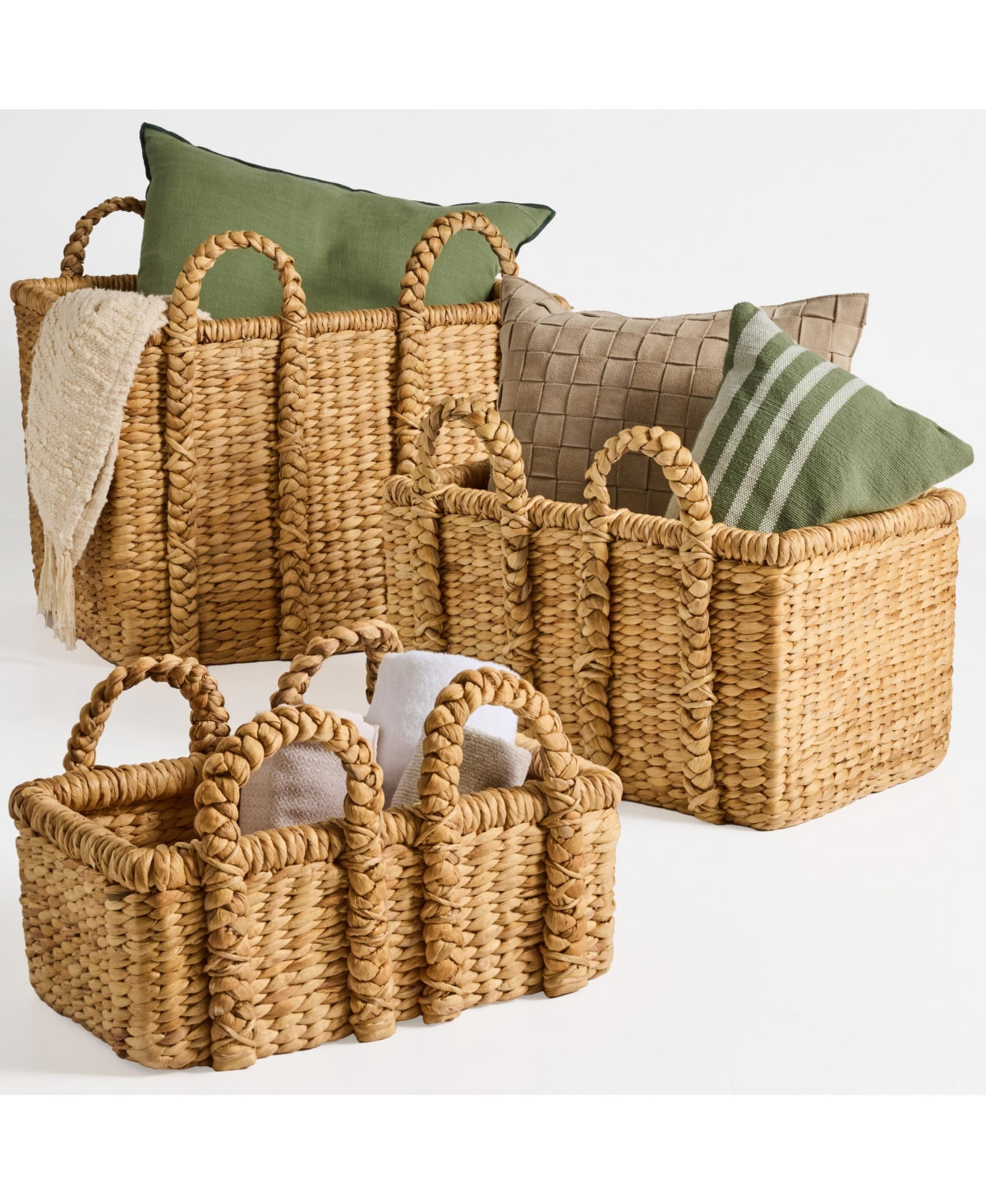 Best Choice Products 3PC Water Hyacinth Chunky Basket Set - Natural | Macy's