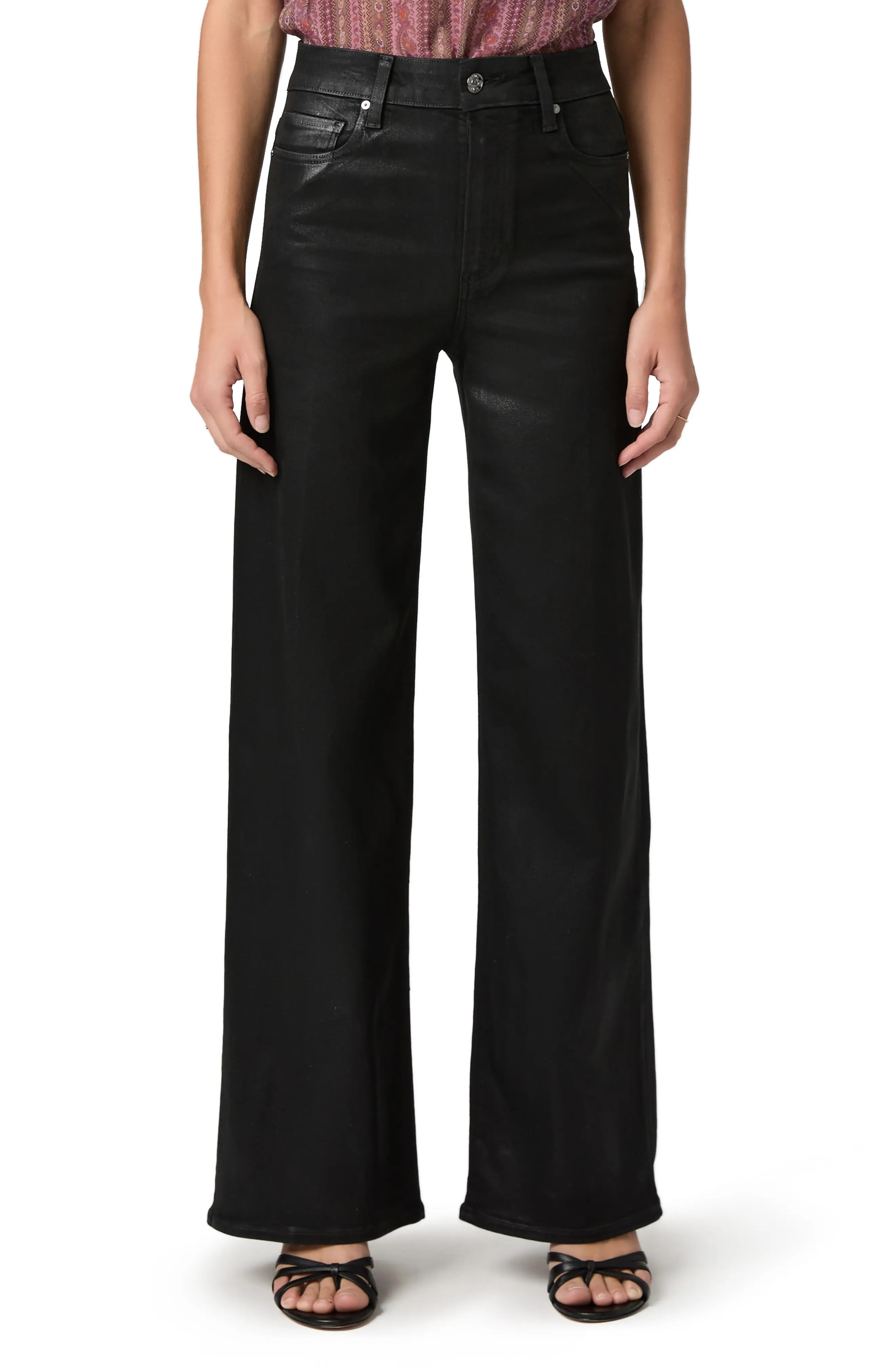 PAIGE Anessa Coated High Waist Wide Leg Jeans (Women) | Nordstrom | Nordstrom