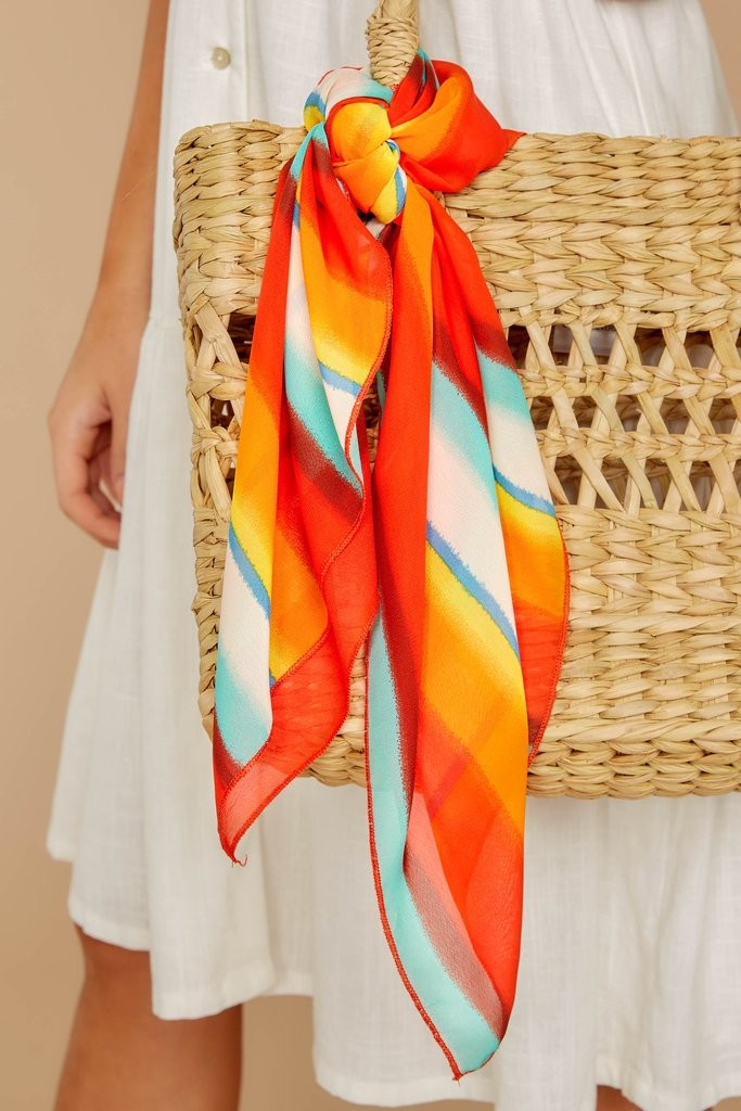 Island Holiday Orange Multi Stripe Scarf | Red Dress 