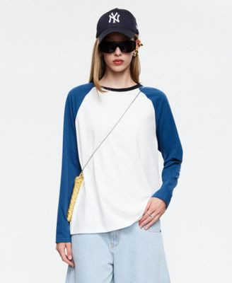 Lioness Women's Crew Neck Baseball T-Shirt - Blue | Macy's