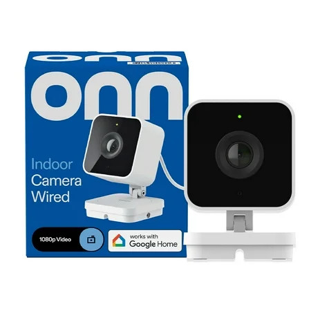 onn Wired Indoor Security Camera, 1080p HDR Video, Intelligent Alerts with Google Home | Walmart (US)