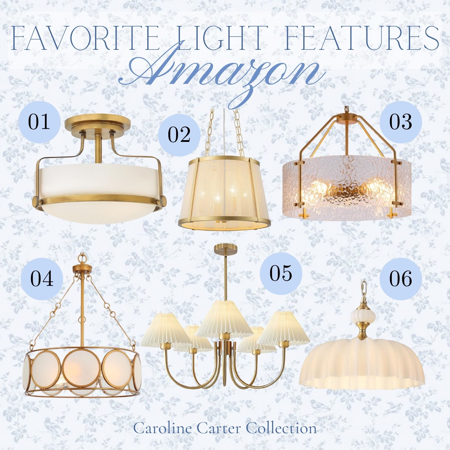 Brighten your space with timeless charm ✨ My favorite Amazon light fixtures — the perfect mix of brass, texture, and elegance.

#AmazonHome #LightFixtures #HomeDecor #LightingInspo #CoastalGrandmillennial #TraditionalHome #AmazonFinds #CarolineCarterCollection #InteriorDesign #BrassLighting

#LTKHome #LTKStyleTip