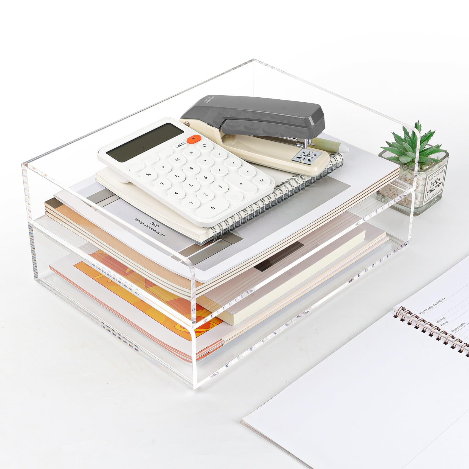 2 Pack Acrylic Paper Tray Organizer for Desk Clear File Organizer,Acrylic Desk Organizers and Acc... | Amazon (US)