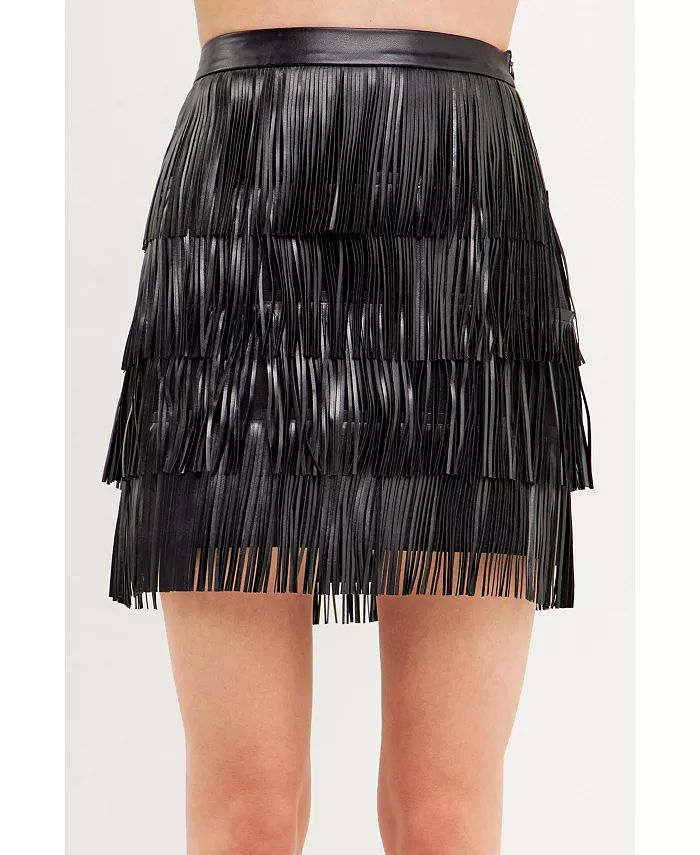 Women's Leather Fringe Mini Skirt | Macy's