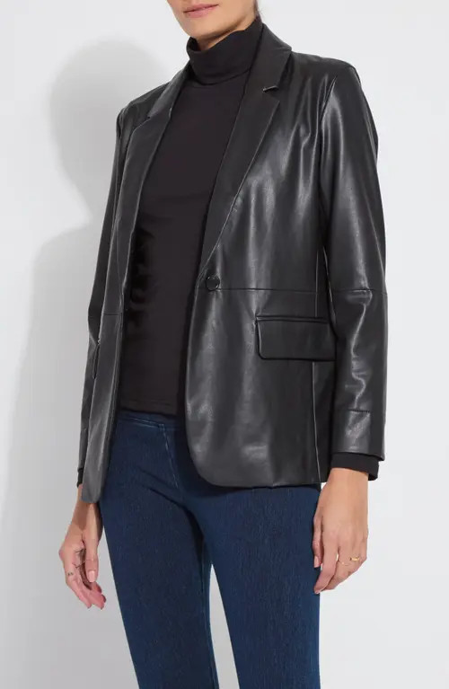 'Lyssentials Faux Leather Blazer in Black at Nordstrom, Size Small | Nordstrom