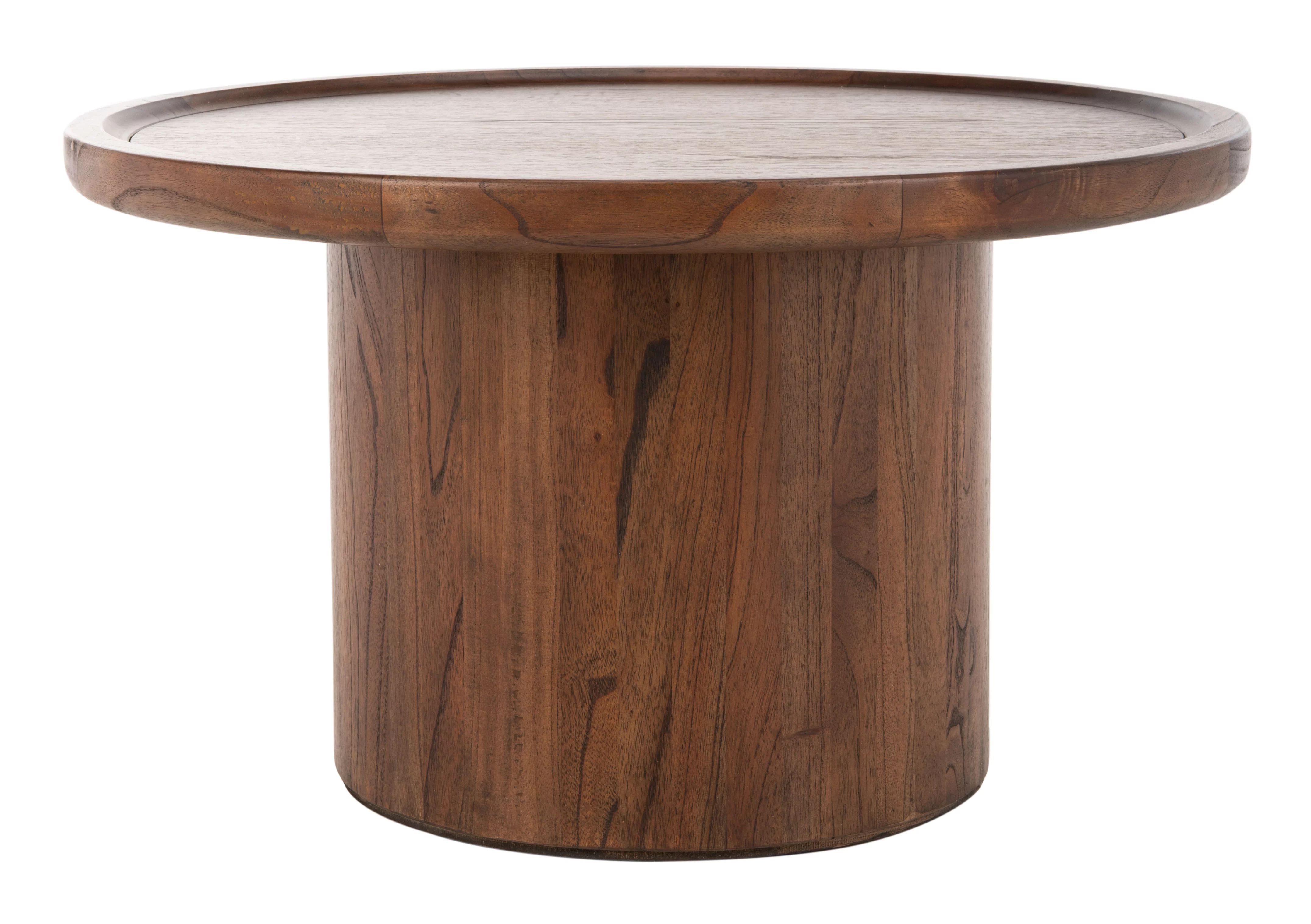 SAFAVIEH Devin Solid Round Pedestal Coffee Table, Dark Brown | Walmart (US)