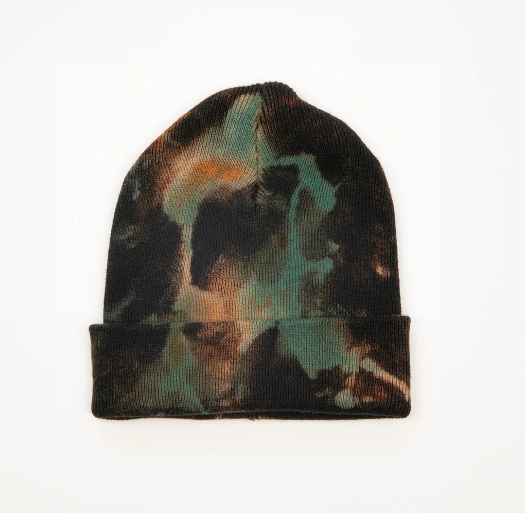 Organic Cotton Tie Dye BEANIE Hat. Acid Wash With Black, Rust Orange, Teal Green Pattern. Adult U... | Etsy (US)