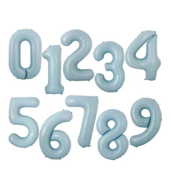40 Baby Blue Foil Number Balloons Birthday Macaron | Etsy | Etsy (US)