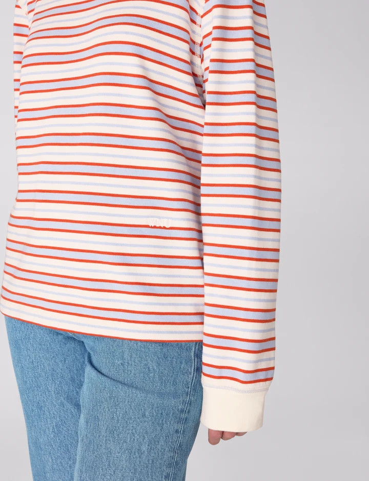 Bessette Top: Cotton Jersey, Sienna and Sky Blue Stripe | With Nothing Underneath