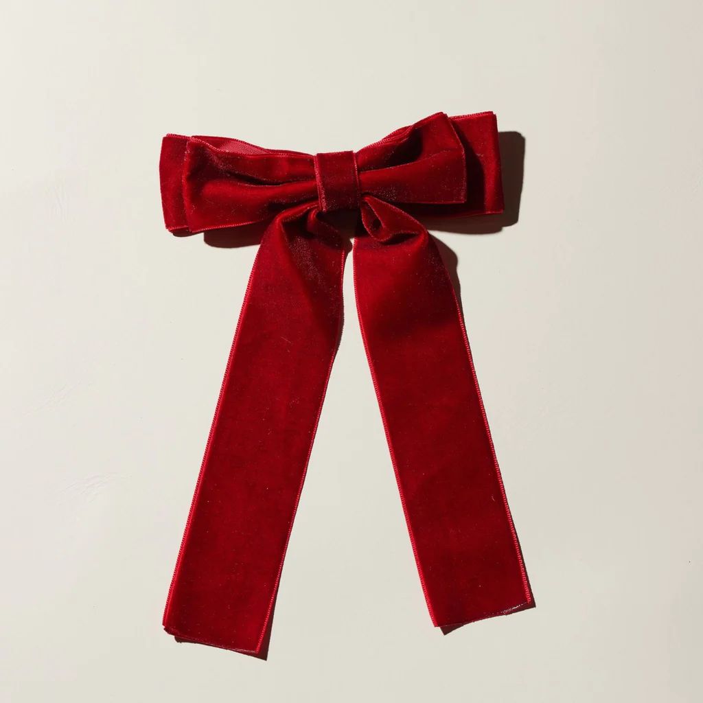 Red Bow Hair Clip | Nickel and Suede