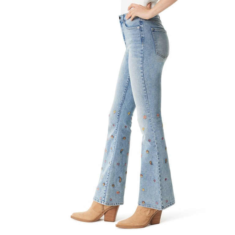 Jessica Simpson Women's Daisy Fitted Flare Embroidered Jeans | Walmart (US)