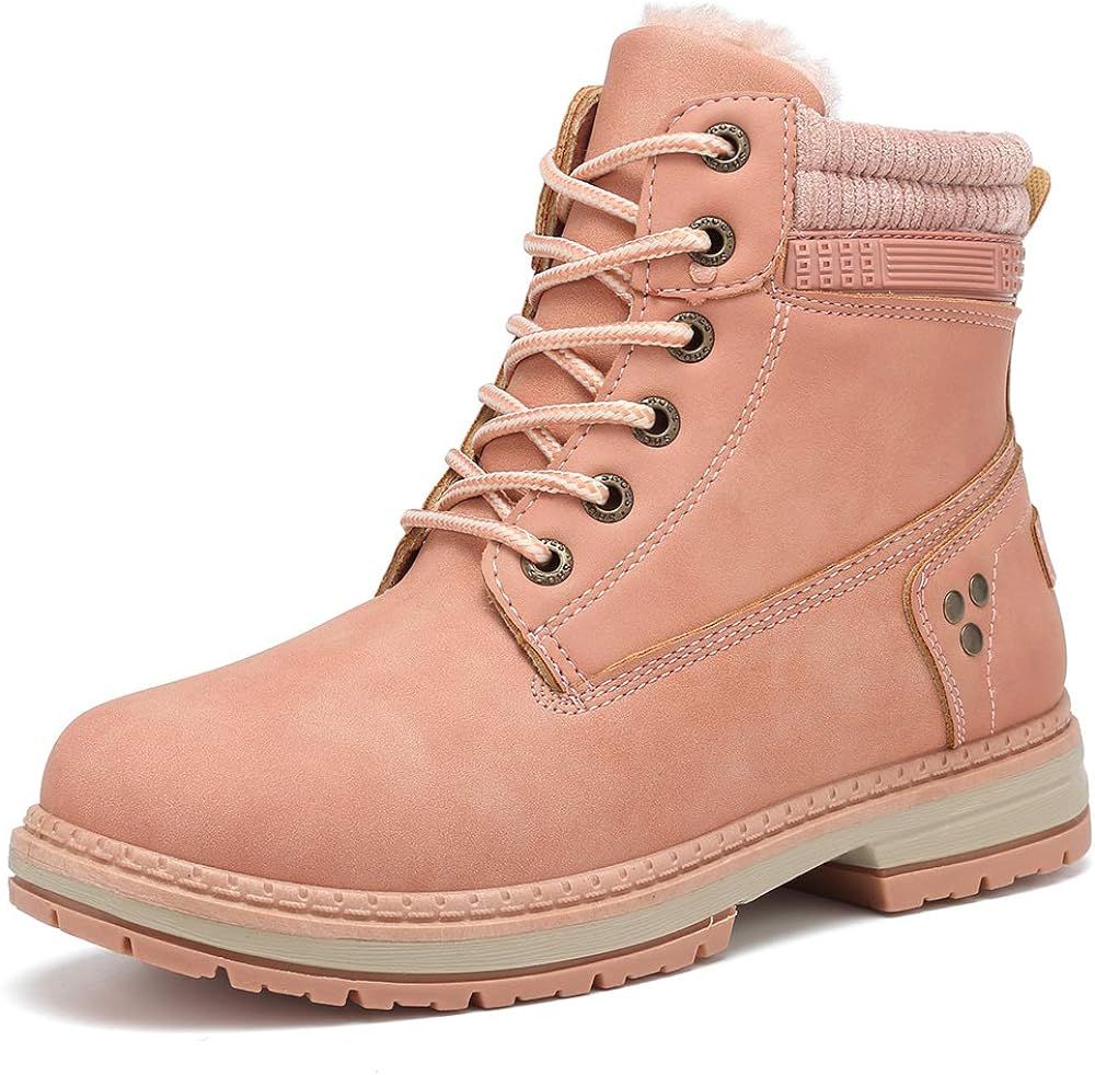 KARKEIN Ankle Boots for Women Low Heel Work Combat Boots Waterproof Winter Snow Boots | Amazon (US)