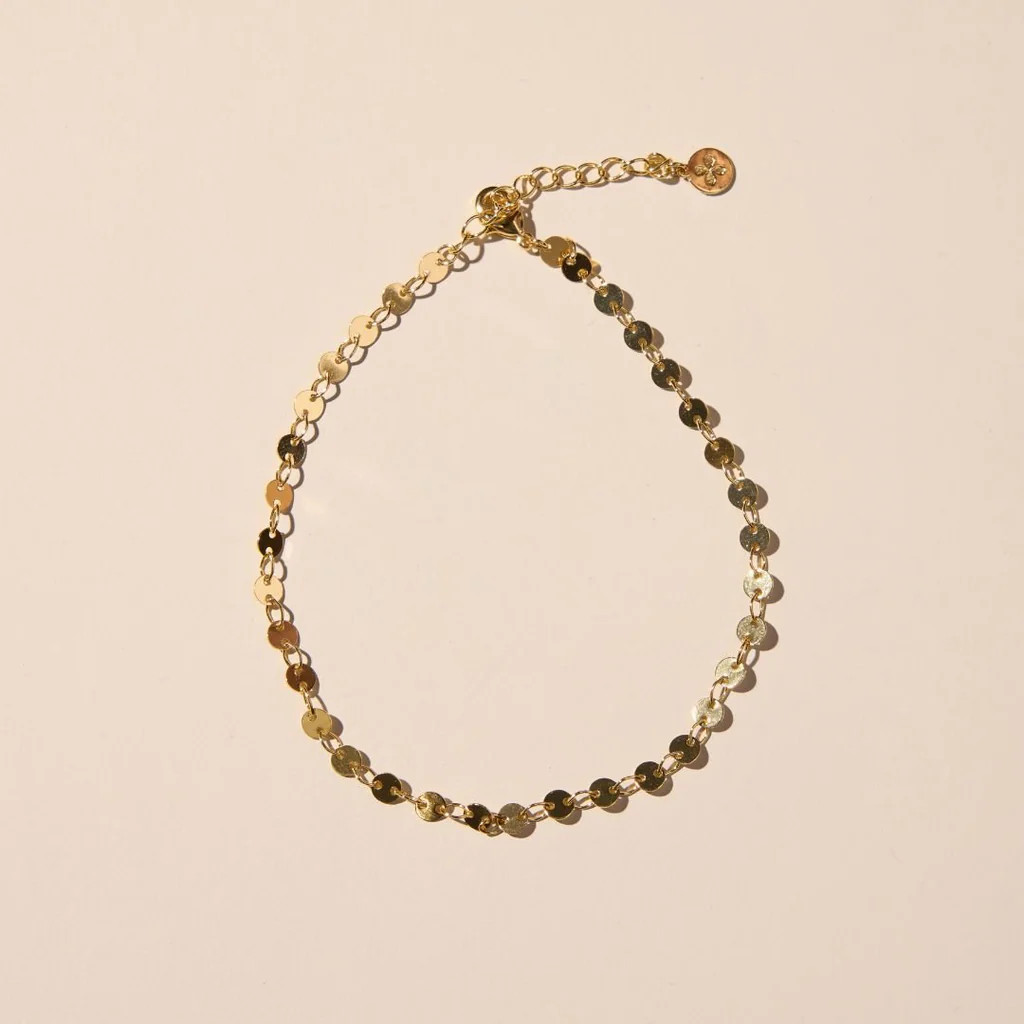 Gold Sequin Chain Anklet | Nickel and Suede