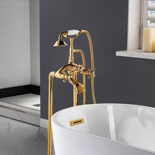 WOODBRIDGE Wayne 2-Handle Claw Foot Freestanding Tub Faucet with Hand Shower Included in Polished... | The Home Depot
