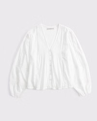 Women's Lace-Trim Button-Through Blouse | Women's Tops | Abercrombie.com | Abercrombie & Fitch (US)