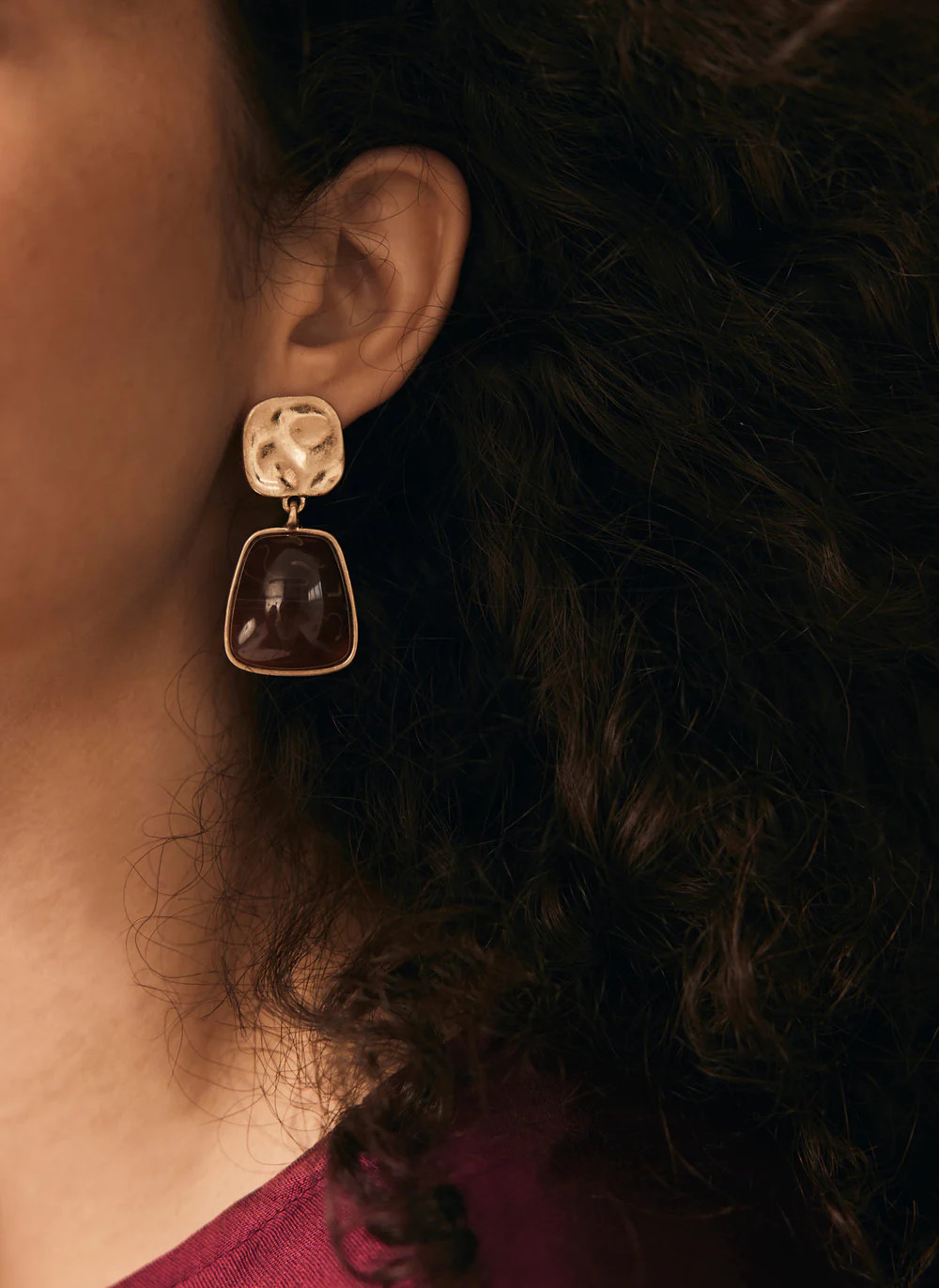 Gold Tone Stone Earrings | Mint Velvet