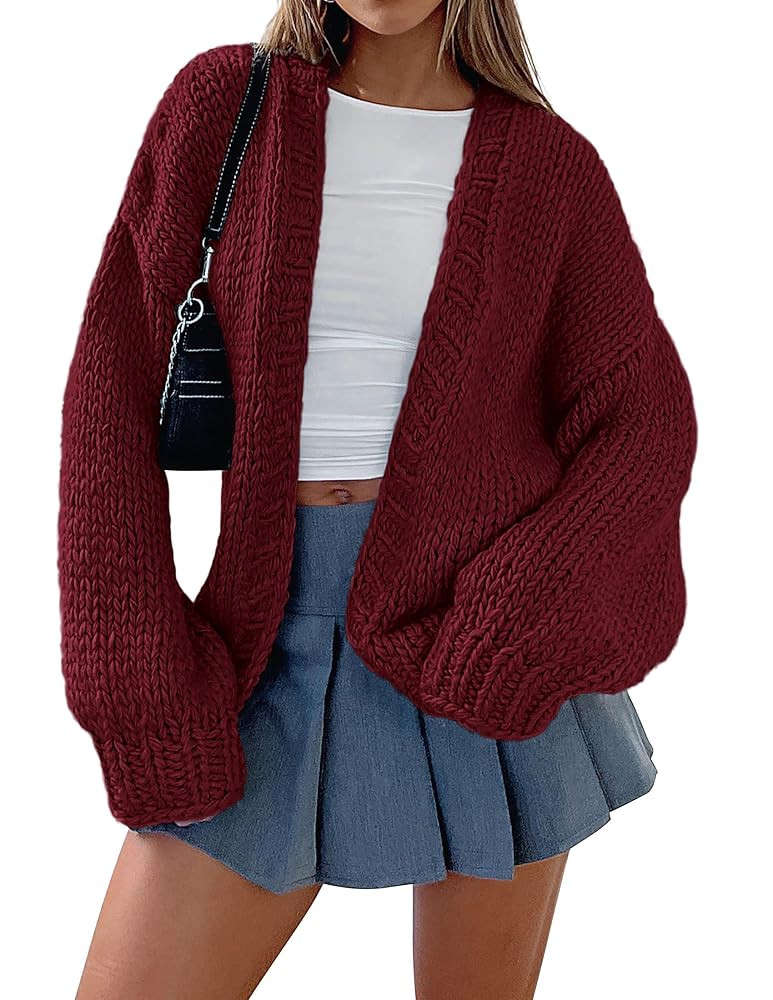 PRETTYGARDEN Cardigan Sweaters for Women Trendy Fall Fashion 2025 Long Sleeve Chunky Knit Cardiga... | Amazon (US)