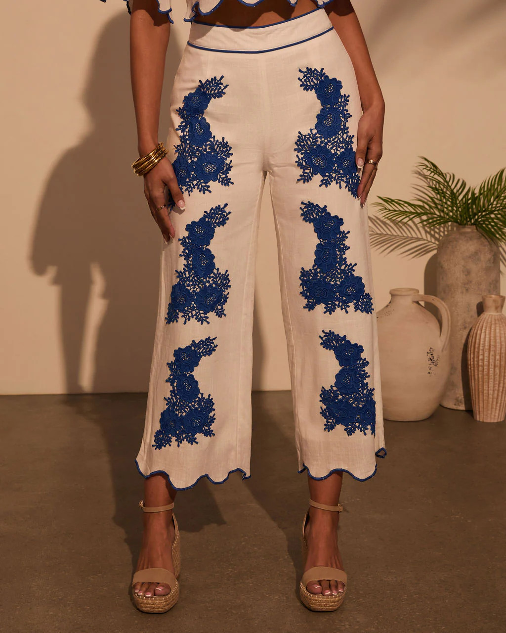 Ocean Drive Embroidered Linen Pants | VICI