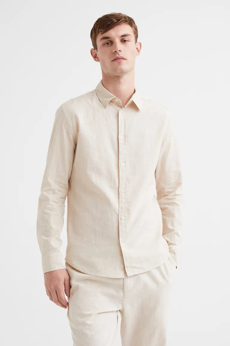 Linen-blend Slim Fit Shirt | H&M (US + CA)