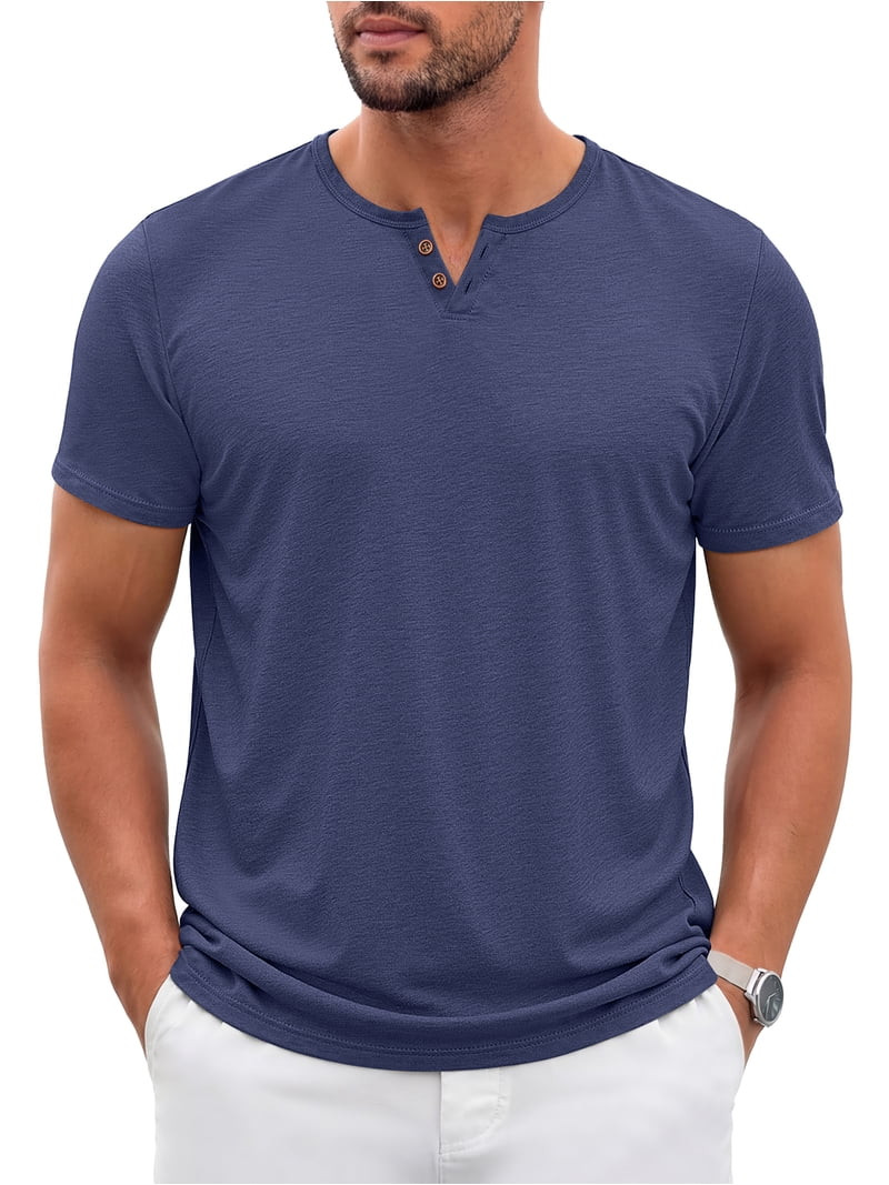 GENTS BLISS Henley Men Shirts Short Sleeve T shirts for Men V Neck Casual Men Shirts | Walmart (US)