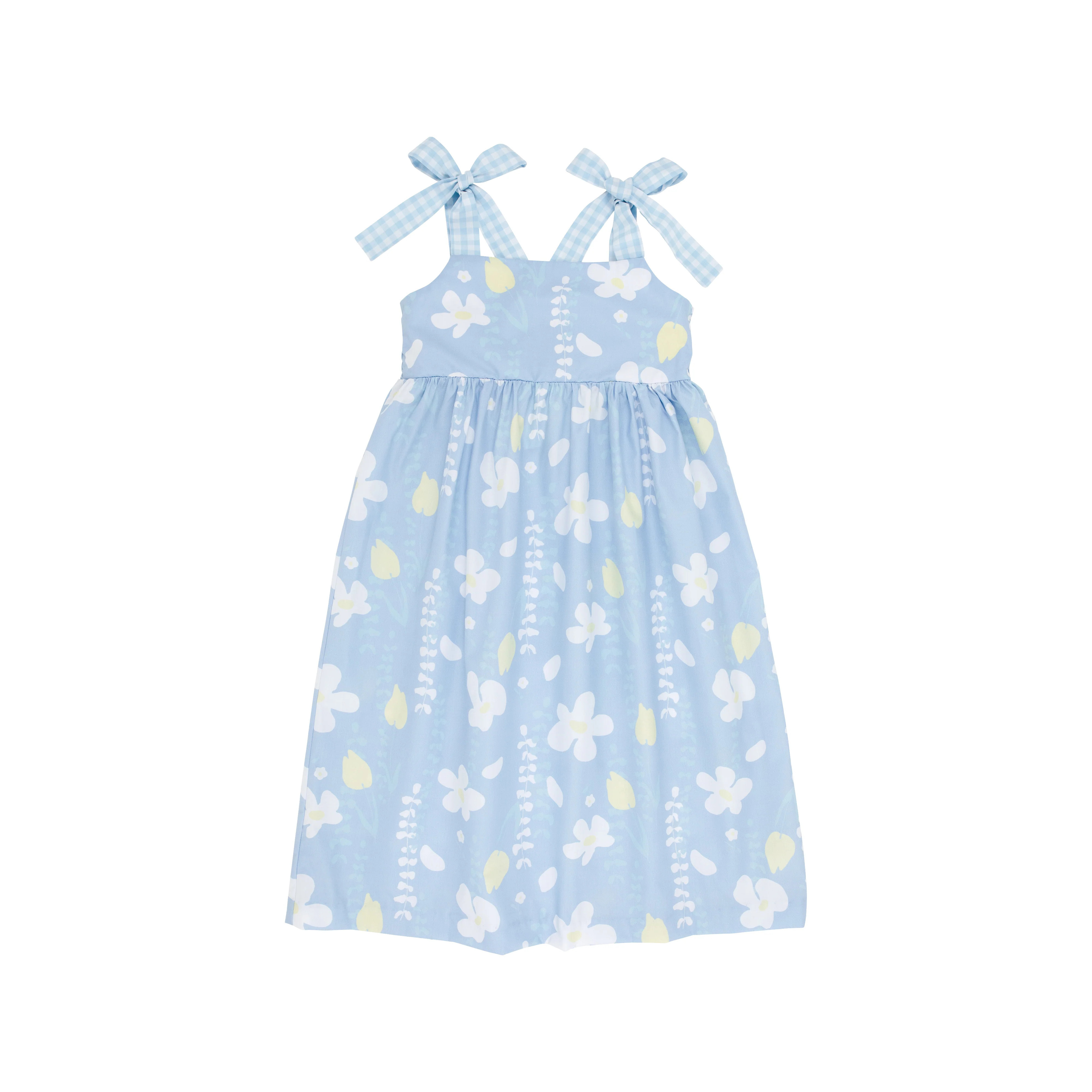 Macie Midi Dress - Water Street Wisteria with Buckhead Blue Gingham | The Beaufort Bonnet Company