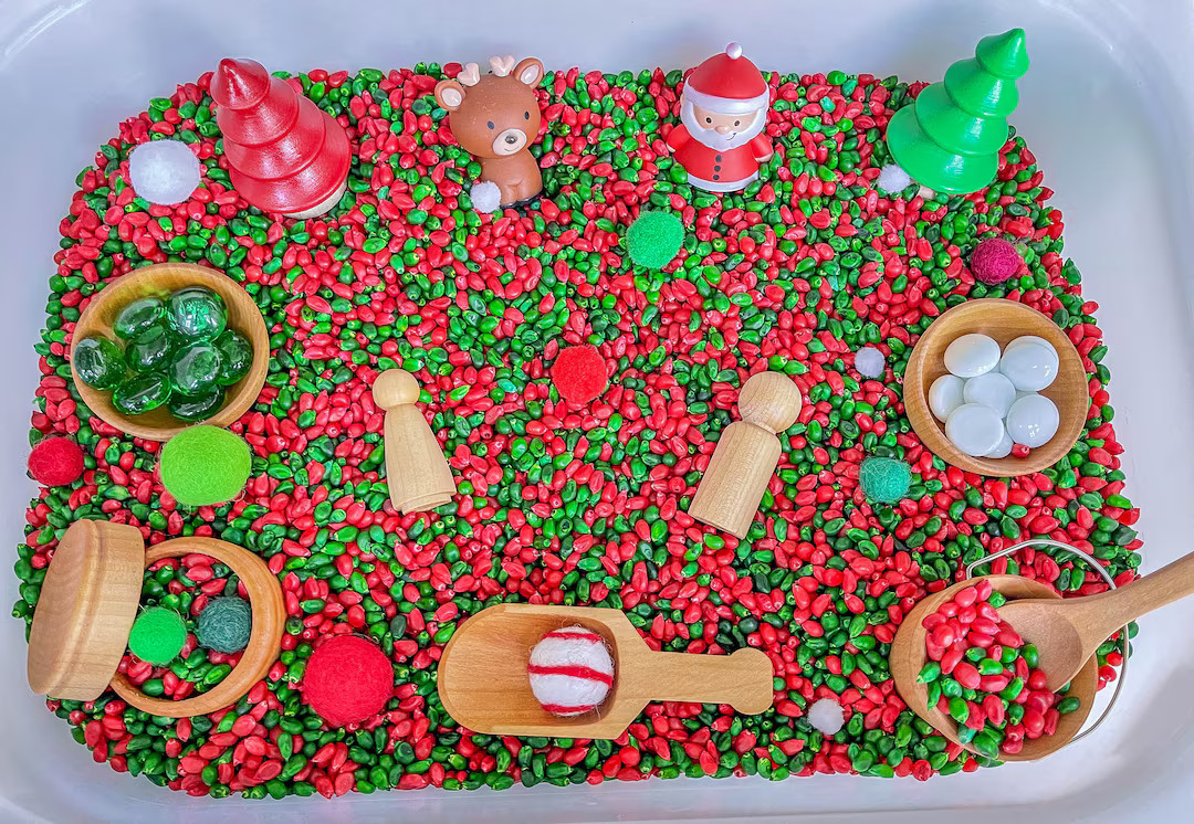 Christmas Sensory Bin, Christmas Sensory, Taste Safe, Montessori, Christmas Small World Play | Etsy (US)
