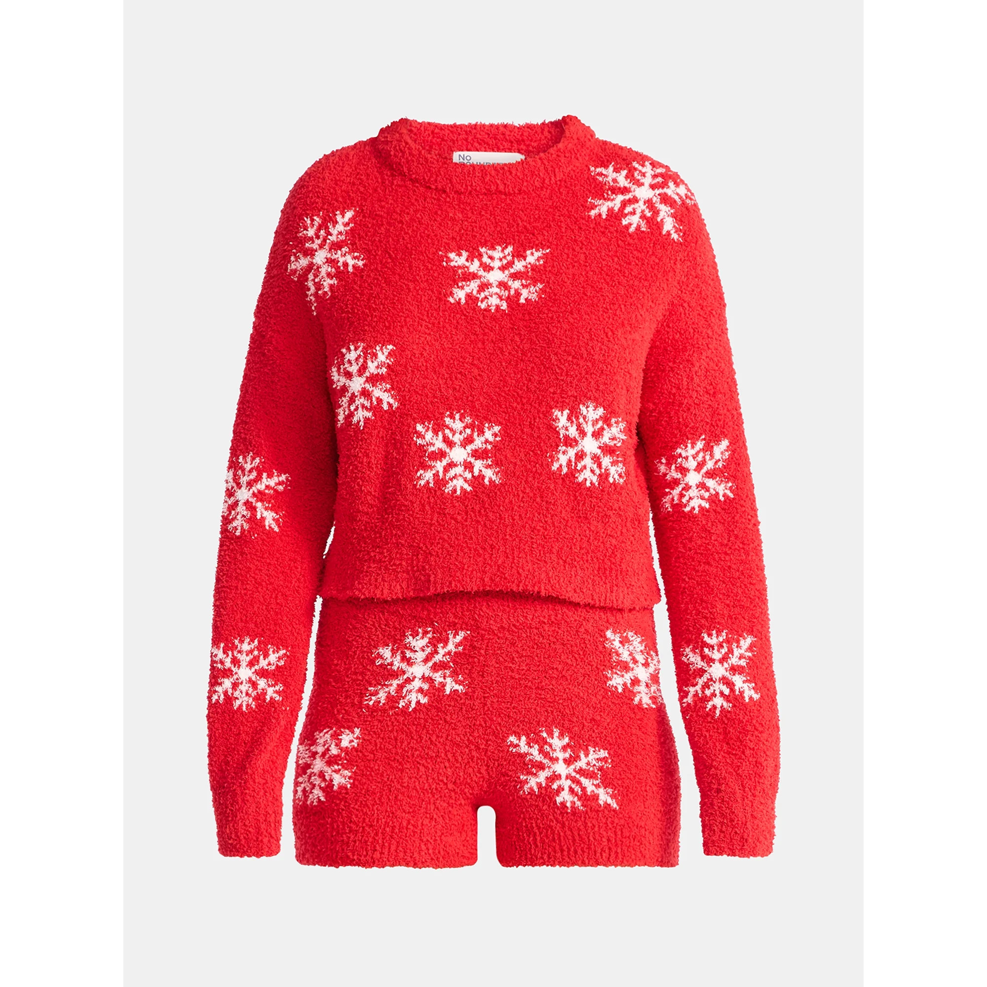 No Boundaries Christmas Plush Sweater and Shorts Set, 2-Piece, Women’s | Walmart (US)