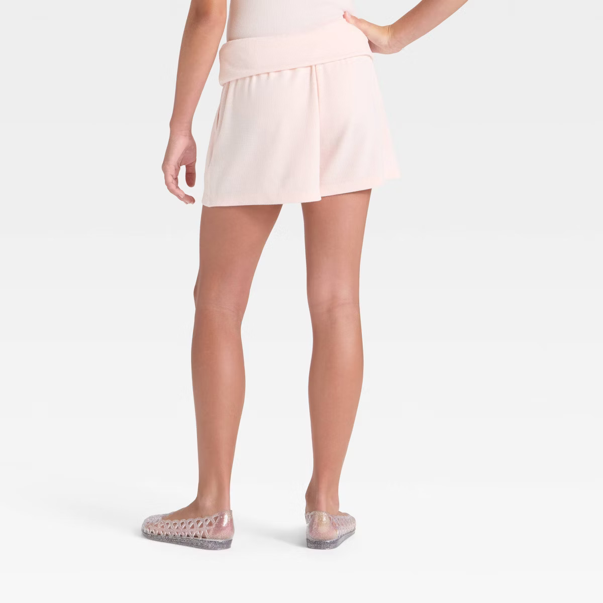 Girls' Foldover Waist Cozy Rib-Knit Shorts - art class™ Pink L | Target