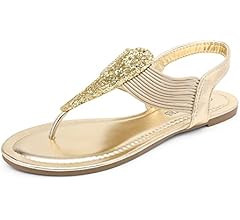 DREAM PAIRS Women's Elastic Strappy String Thong Ankle Strap Summer Gladiator Sandals | Amazon (US)