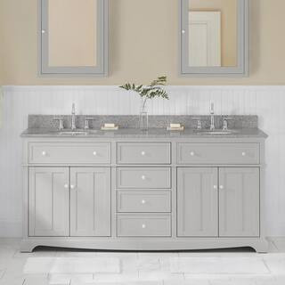 Home Decorators Collection Fremont 72 in. Double Sink Freestanding Grey Bath Vanity with Grey Gra... | The Home Depot