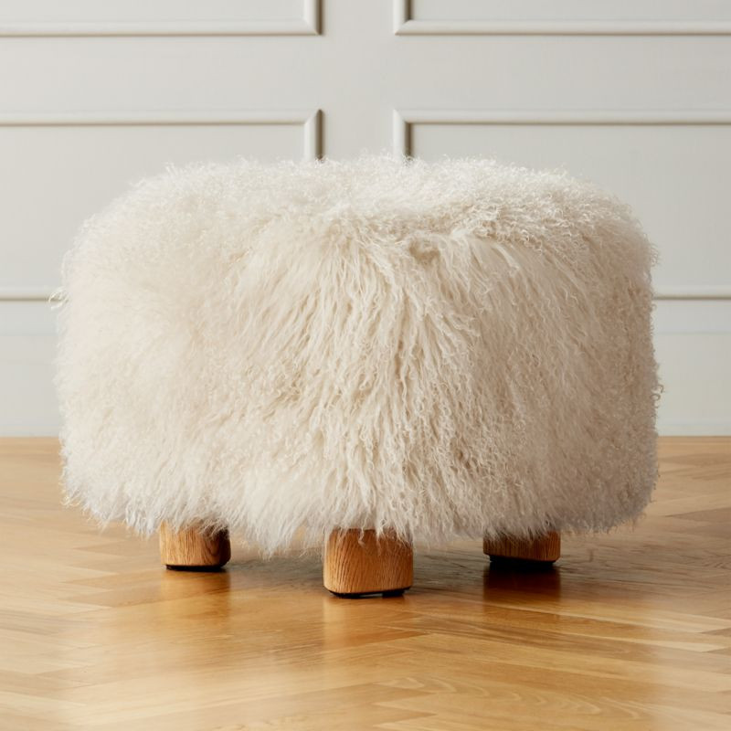 Bozzi Mongolian Sheepskin Ottoman + Reviews | CB2 | CB2