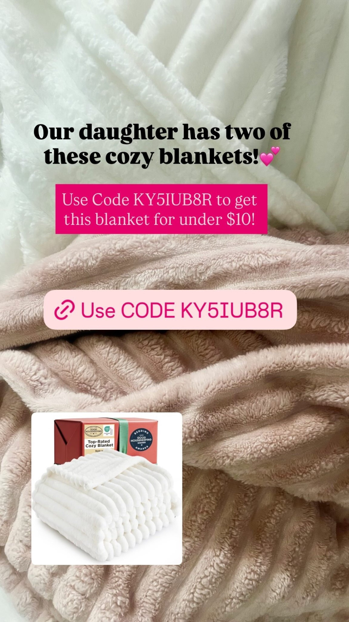 Our daughter has two of these cozy blankets!💕 Use Code KY5IUB8R to get this blanket for under $10!