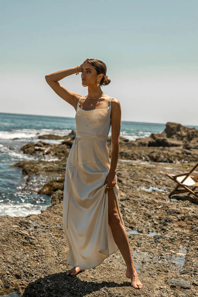 Clara Cowl Maxi Dress - L / Ivory - böhme | Böhme US