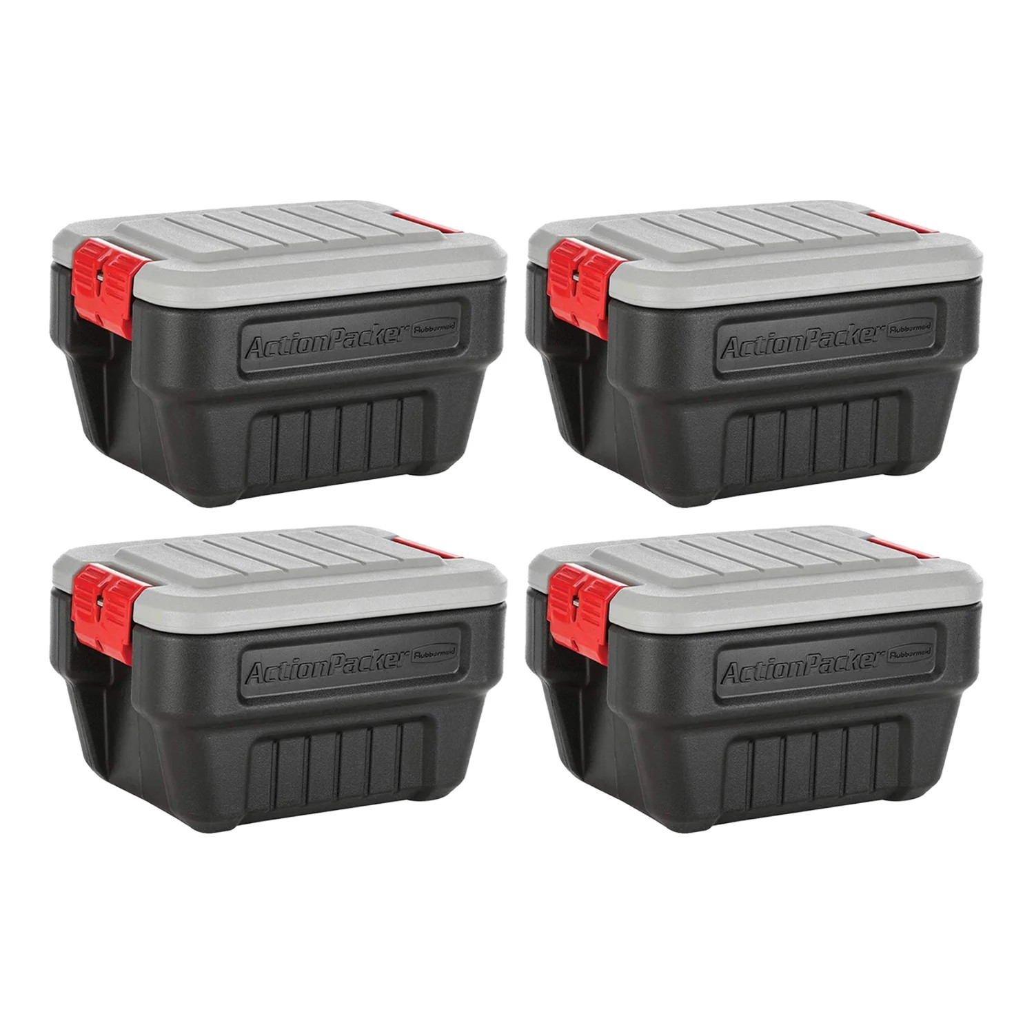 Rubbermaid 8 Gallon Lockable Latch Plastic Storage Container Box, Black (4 Pack) - Walmart.com | Walmart (US)