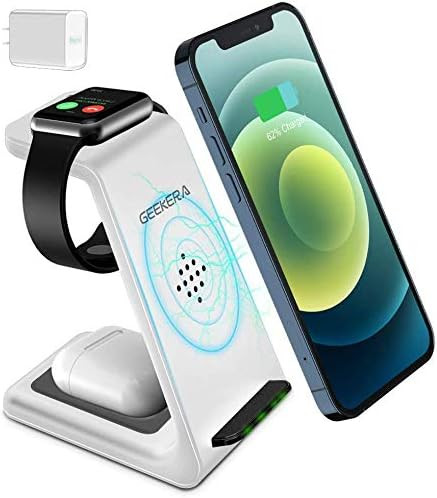 Wireless Charging Stand, GEEKERA 3 in 1 Wireless Charger Dock Station for Apple Watch 6 SE 5 4 3 ... | Amazon (US)
