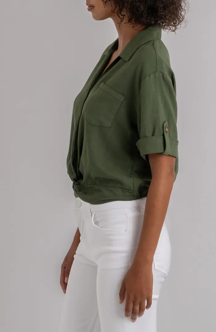 Rebel Knot Front Linen Blend Top | Nordstrom