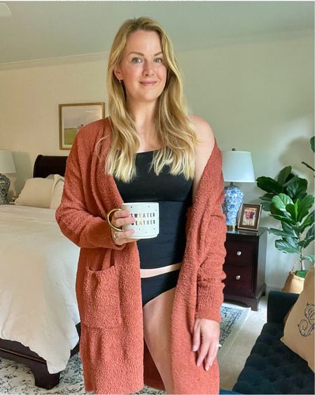 Cozy barefoot dreams like cardigan & my favorite layering tank & soma underwear.

Wearing my normal size in everything 

Sweater weather mug — comes in cute holiday designs too!

#LTKfindsunder50 #LTKstyletip #LTKGiftGuide