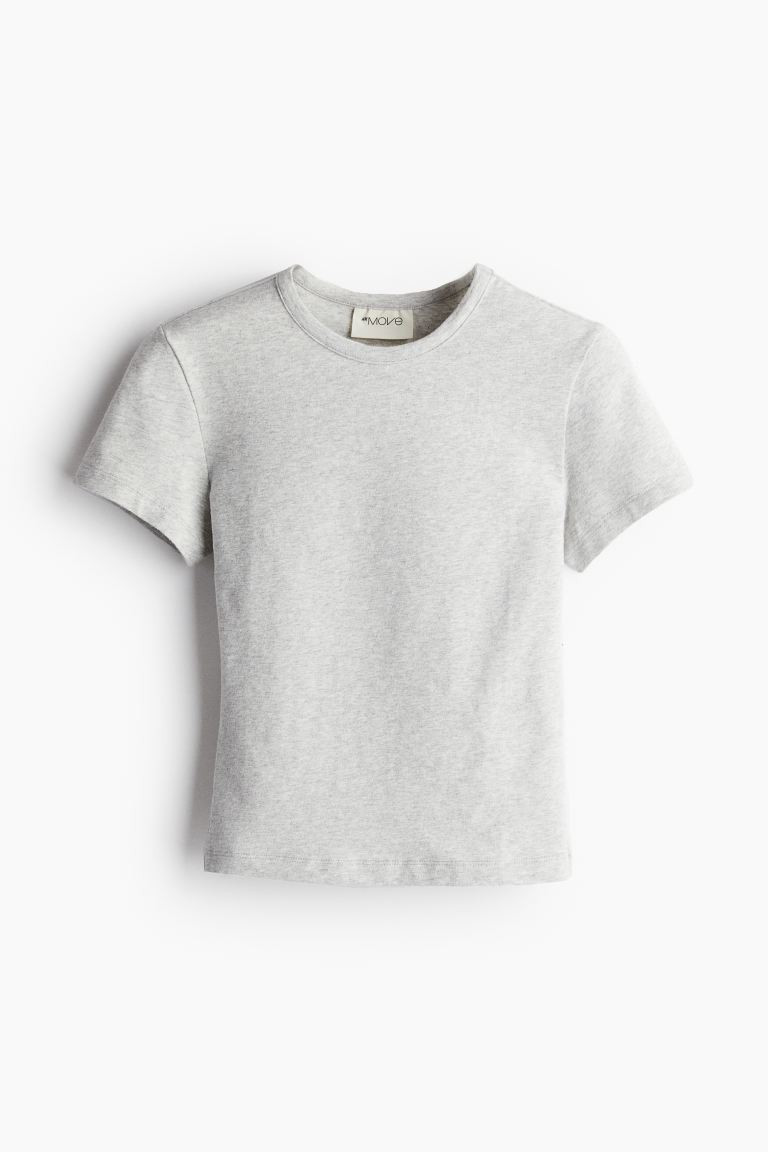 Camiseta de deporte DryMove™ - Gris claro jaspeado - MUJER | H&M ES | H&M (FR, IT, ES, PT, BE)